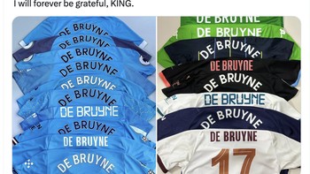 Salah satu fans berat De Bruyne mengkoleksi jersey-nya. Foto: X.com