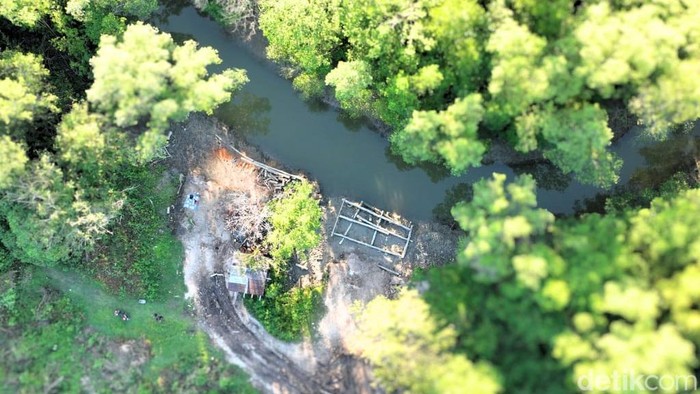Lokasi yang diduga tempat bongkar muat kayu ilegal di Tarakan.