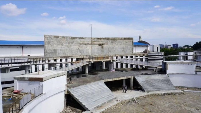 Penampakan pembangunan Gedung UMKM Square USU dengan progres 95,55 persen di awal Desember 2024. (Instagram @dinasperkimcikatarumedan)