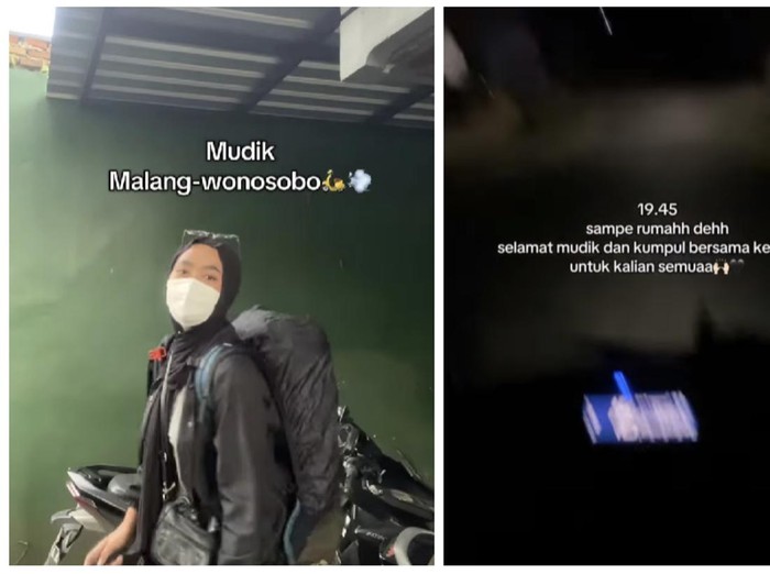 Wanita ini mudik Lebaran menempuh perjalanan sekitar 14 jam menggunakan sepeda motor.