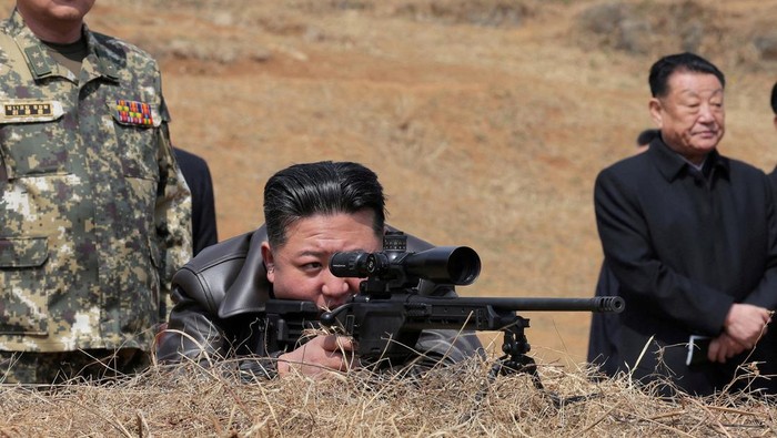 North Korean leader Kim Jong Un visits a military training base, in North Korea, in this handout picture released on April 5, 2025, by the Korean Central News Agency.     KCNA via REUTERS    ATTENTION EDITORS - THIS IMAGE WAS PROVIDED BY A THIRD PARTY. REUTERS IS UNABLE TO INDEPENDENTLY VERIFY THIS IMAGE. NO THIRD PARTY SALES. SOUTH KOREA OUT. NO COMMERCIAL OR EDITORIAL SALES IN SOUTH KOREA.