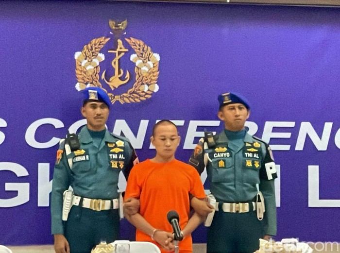 Jumran dalam konferensi pers TNI AL di Denpomal Banjarmasin, Selasa (8/4/2025).