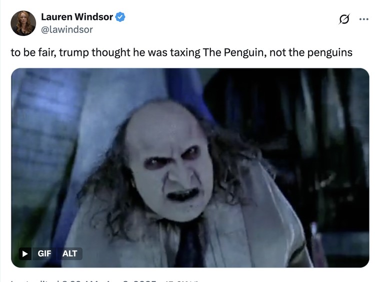Meme pulau penguin kena tarif Trump
