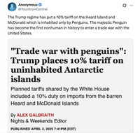 Meme pulau penguin kena tarif Trump