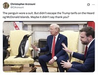 Meme pulau penguin kena tarif Trump