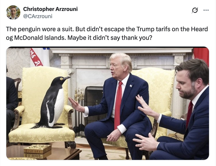 Meme pulau penguin kena tarif Trump