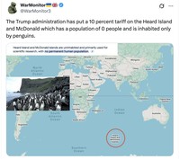 Meme pulau penguin kena tarif Trump