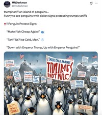 Meme pulau penguin kena tarif Trump