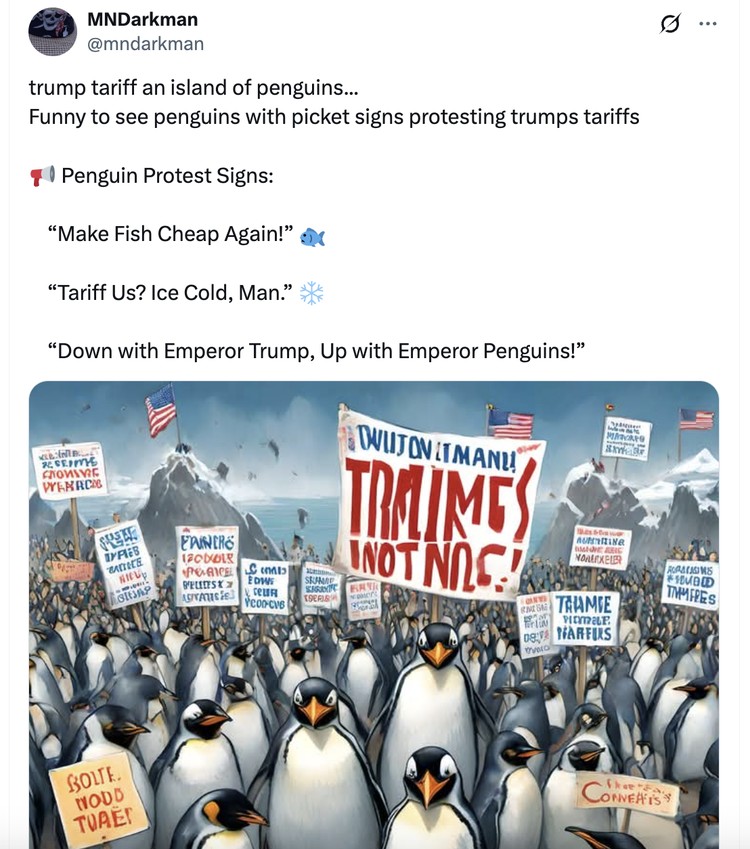 Meme pulau penguin kena tarif Trump