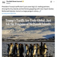 Meme pulau penguin kena tarif Trump