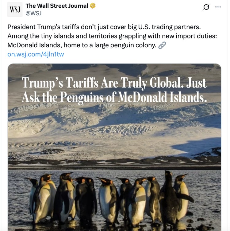 Meme pulau penguin kena tarif Trump