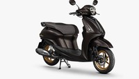 Dari segi warna, Grand Filano Special Edition mendapatkan pilihan warna black magma dengan velg berwarna gold. Emblem special edition dengan huruf timbul menegaskan  keistimewaan motor ini. Foto: Dok. Yamaha Thailand