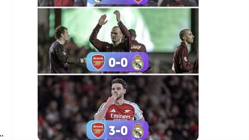 Di Liga Champions, Arsenal memang tak terkalahkan saat melawan Real Madrid. Foto: X.com