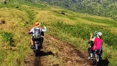 Ojek di lereng Gunung Rinjani, Lombok Timur, tengah mengangkut pendaki beberapa waktu lalu.