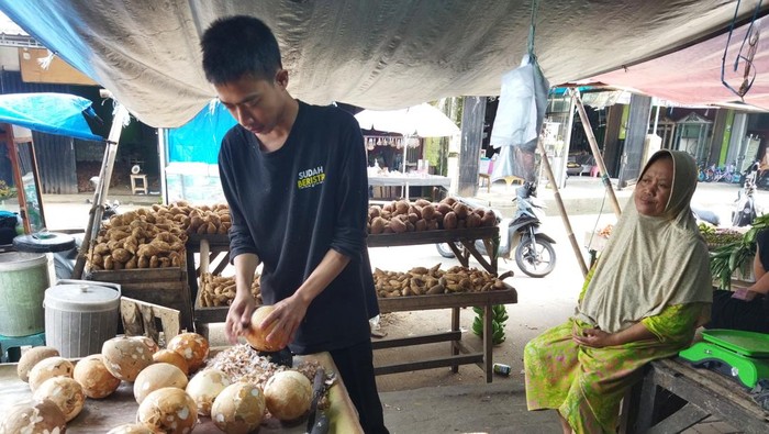 Pedagang kelapa di Pandeglang (Aris/detikcom)