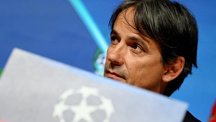 Soccer Football - Champions League - Inter Milan Press Conference - Allianz Arena, Munich, Germany - April 7, 2025 Inter Milan coach Simone Inzaghi during the press conference REUTERS/Angelika Warmuth
