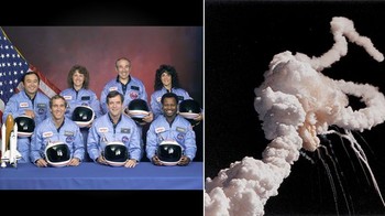 Bencana pesawat ulang alik Challenger pada tahun 1986. Semua 7 awak tewas dalam bencana tersebut. Kerugian ekonomi yang terjadi: biaya unit USD 56 miliar + biaya misi $130 juta + biaya investigasi USD 500 juta + kompensasi USD 7,7 juta untuk keluarga korban. Foto: Unbelievable Facts