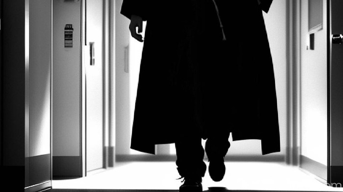 Gambar oknum dokter berjalan di lorong rumah sakit