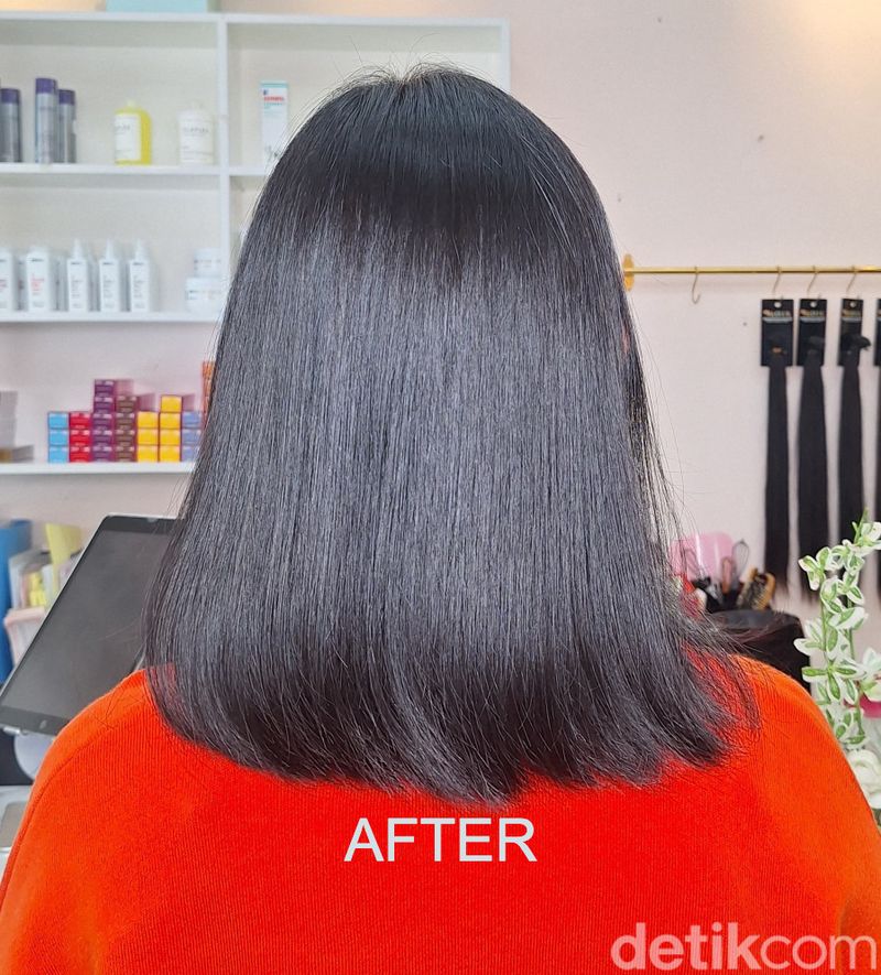 Hasil perawatan keratin therapy.