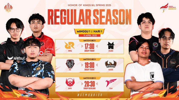 Kompetisi Honor of Kings tier satu di Tanah Air, Indonesia Kings Laga (IKL) Spring 2025, resmi dimulai. Ajang bergengsi ini akan mengawali keseruannya dari babak reguler season.