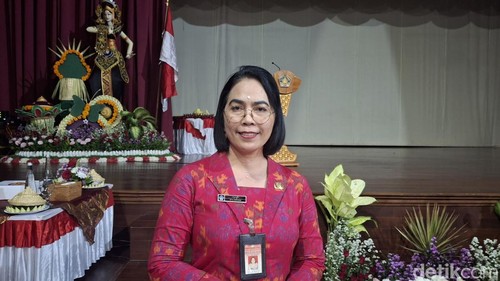 Kepala Dinsos P3A Provinsi Bali, Luh Ayu Aryani, seusai acara ulang tahun Taruna Siaga Bencana (Tagana) di Gedung Natya Mandala ISI Bali. Jumat (11/4/2024) (Fabiola Dianira).