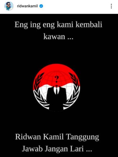 Postingan akun IG Ridwan Kamil usai diduga diretas. (dok.Instagram Ridwan Kamil)