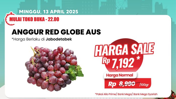 Transmart Full Day sale Anggur Red Globe AUS