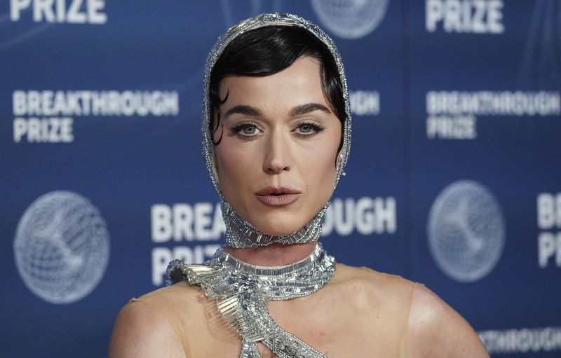 Katy Perry arrives at the 11th Breakthrough Prize Ceremony on Saturday, April 5, 2025, in Los Angeles. (Photo by Jordan Strauss/Invision/AP)
