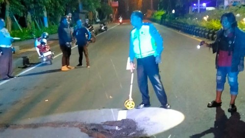 TKP kecelakaan maut di Bypass Ngurah Rai, Denpasar, Sabtu (12/4/2025) dini hari.