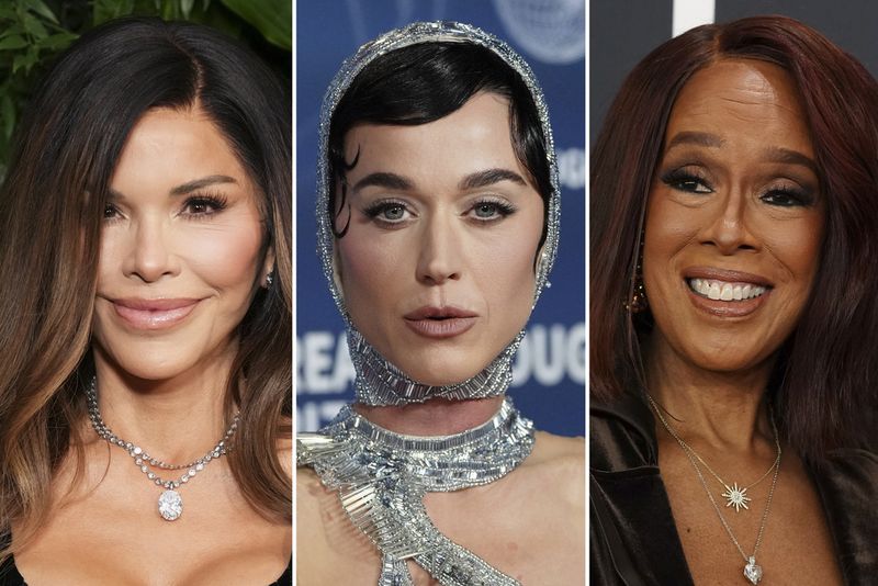 This combination of 2025 file photos shows, from left, Lauren Sanchez, Katy Perry and Gayle King. (Photos by Jordan Strauss/Invision/AP, File)