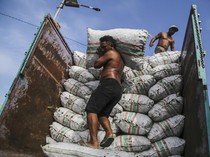 Melihat Kesibukan Buruh Panggul Kopra di Pelabuhan Bastiong Ternate