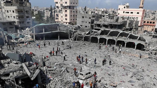 Hancur Lebur Sekolah yang Tampung Pengungsi Palestina Dibombardir Israel