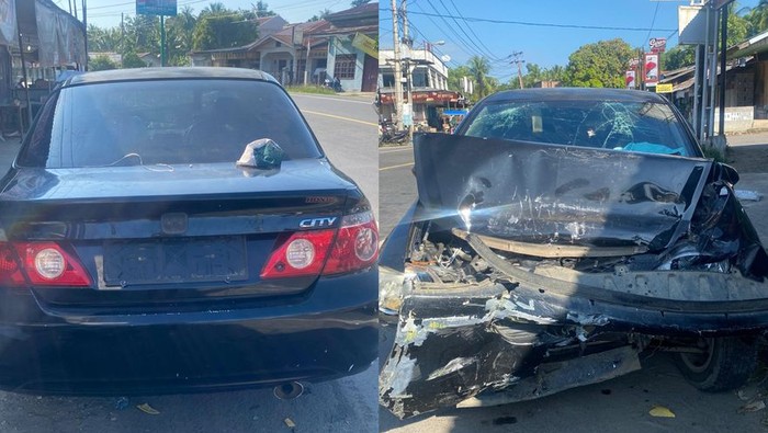 Mobil kurir 192 kg hancur usai tabrakan dengan truk saat dikejar Bareskrim Polri di Bireun, Aceh.
