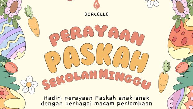 Poster Warna Warni Ilustrasi Perayaan Paskah Anak-anak