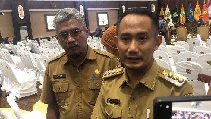 Wali Kota Palangka Raya Fairid Naparin usai acara Kemensos di Kantor Gubernur Kalteng, Selasa (15/4/2025).