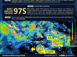 Siklon Tropis Errol Terpantau di Sekitar Laut Timor, Sebabkan Hujan-Gelombang Tinggi