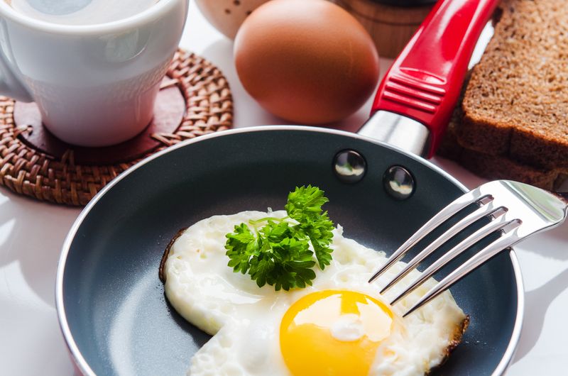closeup of fresh eggs breakfast