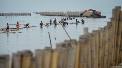 KKP Bongkar Sisa Pagar Laut di Tangerang