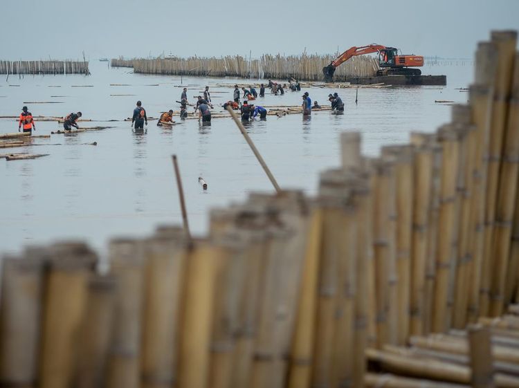 KKP Bongkar Sisa Pagar Laut di Tangerang