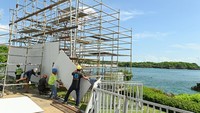 Berbagai persiapan dilakukan di lokasi tersebut dengan progres telah mencapai sekitar 80 persen untuk ajang panjat tebing internasional.