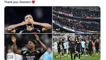 Akun Arsenal mengucap terima kasih atas dukungan seluruh fans. Foto: X.com