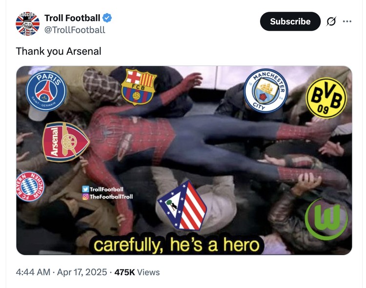 Meme Real Madrid Arsenal
