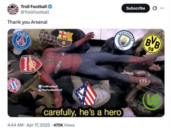 Meme Real Madrid Dilibas Arsenal, Remontada Jadi Ejekan