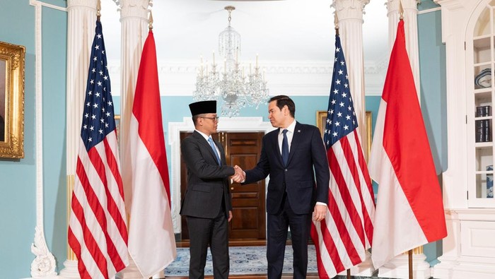Menteri Luar Negeri RI, Sugiono dengan Menlu AS, Marco Rubio, di Kementerian Luar Negeri AS (Dok Kemenlu)
