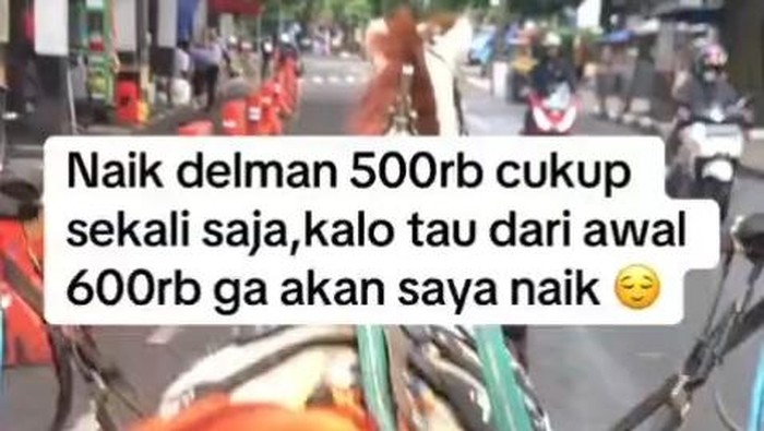 Tangkapan layar curhat wisatawan naik kuda delman di Kota Bandung