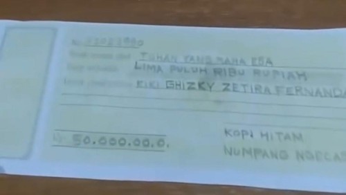 Tangkapan layar kuitansi fiktif milik warga saat berbelanja di warung makan di Jalan TGH Faesal, Sandubaya, Kota Mataram.