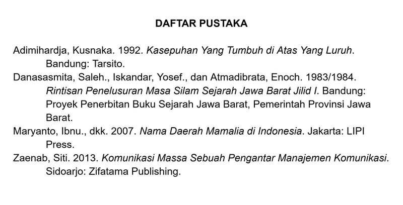 Contoh daftar pustaka.
