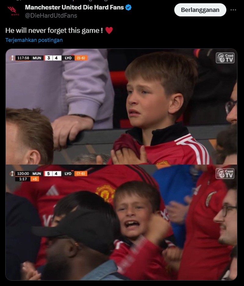 Manchester United berhasil mengalahkan Lyon di leg kedua perempatfinal Liga Europa dengan skor 5-4. Berikut sederet meme kemenangan tim berjuluk Setan Merah.