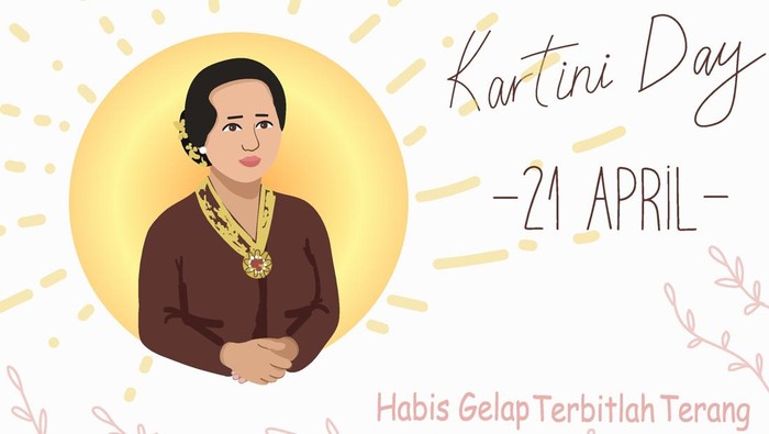 Happy Kartini day illustration. Indonesian female hero, Women empowerment, Kartini brave female with sun. Kartini the heroes of women and human right in Indonesia. Vector  illustration.