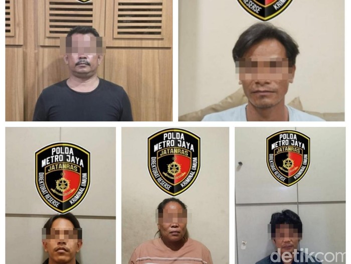 Potret lima pelaku pembakar mobil polisi di Harjamukti, Depok.